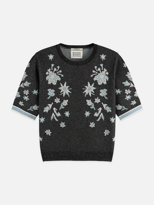 Jacquard-Kurzarm-Pullover