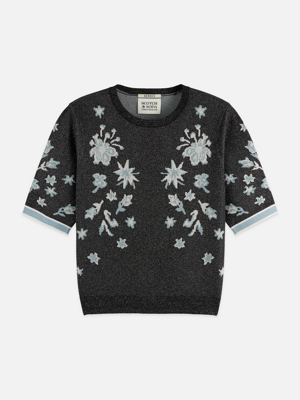 Jacquard-Kurzarm-Pullover