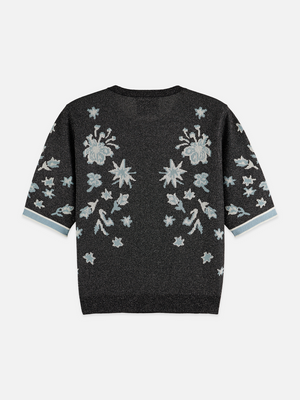 Jacquard-Kurzarm-Pullover