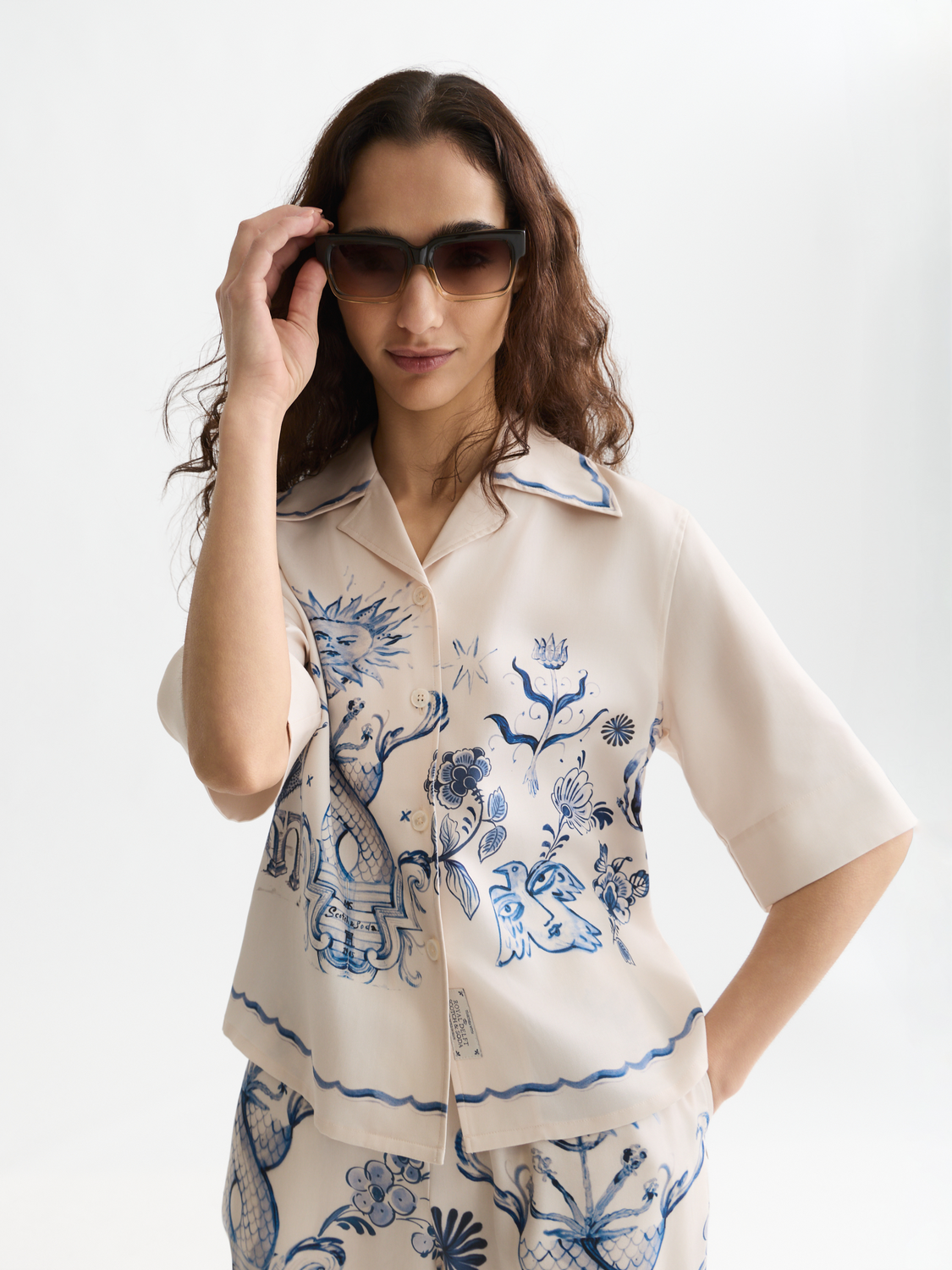 Scotch & Soda x Royal Delft Printed Short-Sleeved Camp Shirt