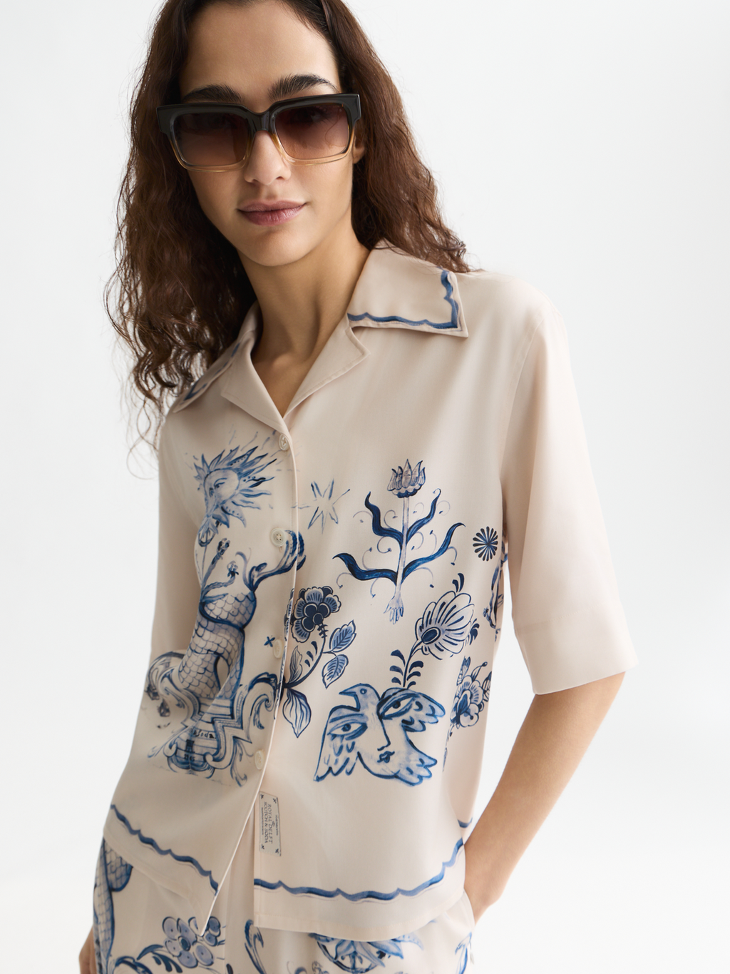 Scotch & Soda x Royal Delft Printed Short-Sleeved Camp Shirt