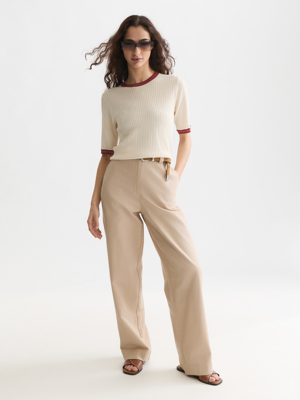 Pointelle Knitted Relaxed-Fit Tee