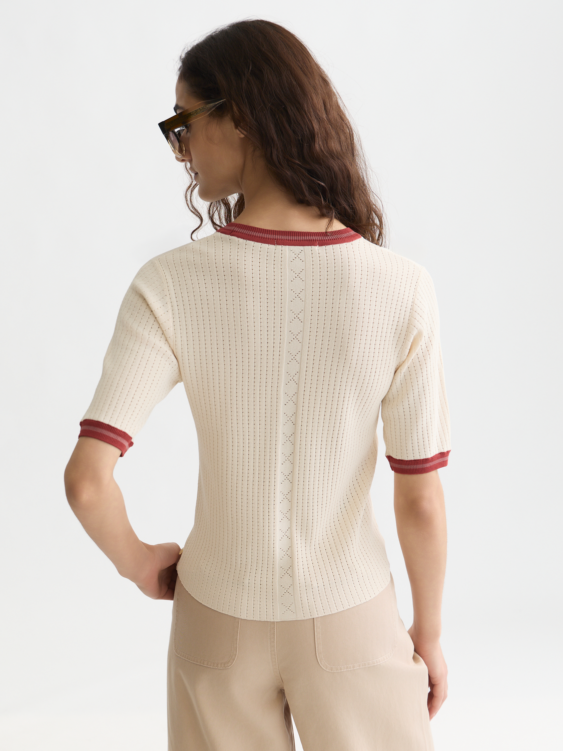 Pointelle Knitted Relaxed-Fit Tee