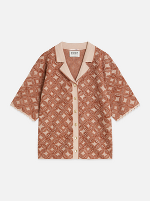 Jacquard Knitted Short-Sleeve Shirt