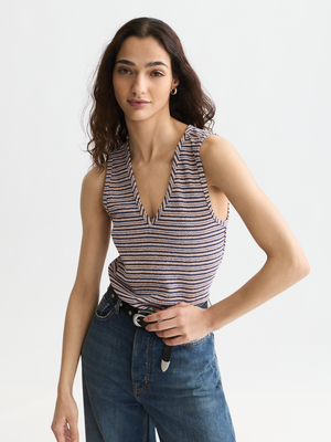 Stripe V-Neck Tank