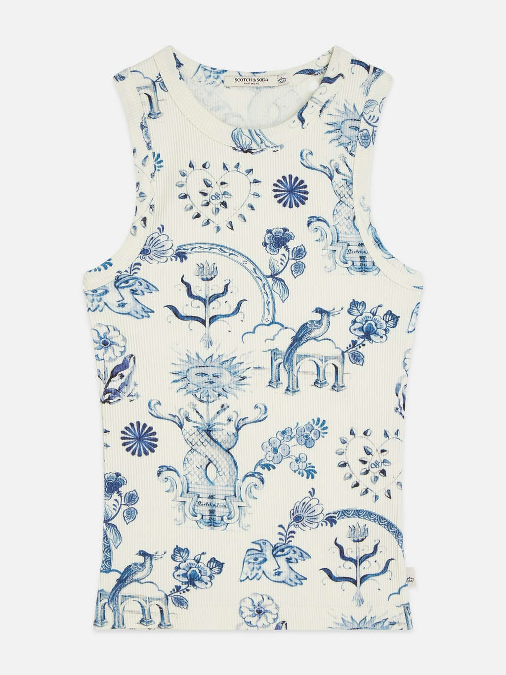 Scotch & Soda x Royal Delft Printed Rib Racer Tank