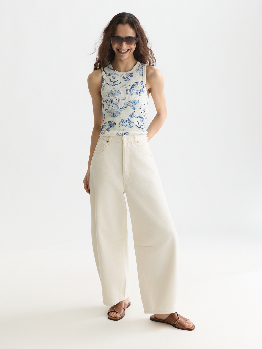 Scotch & Soda x Royal Delft Printed Rib Racer Tank