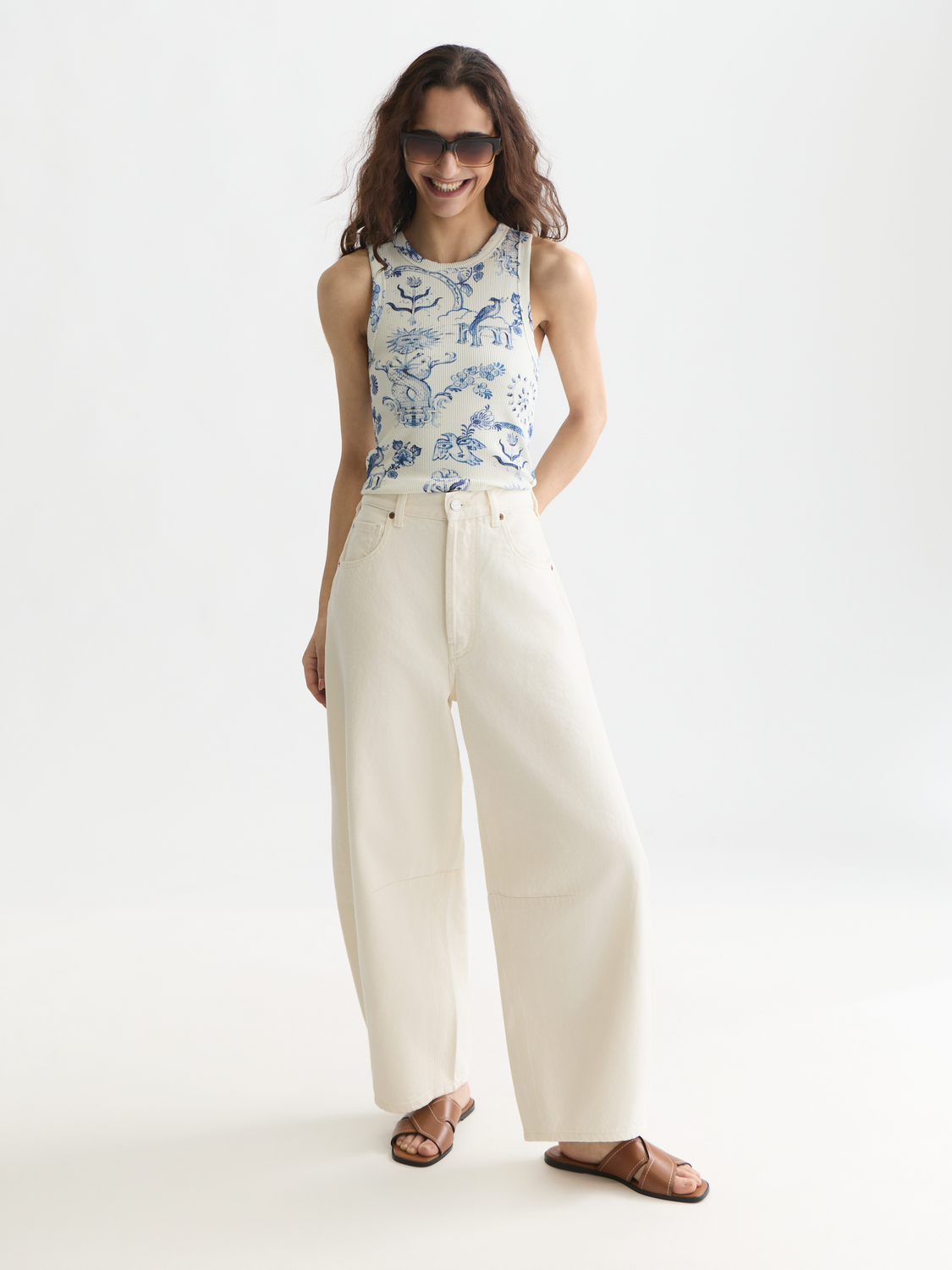 Scotch & Soda x Royal Delft Printed Rib Racer Tank
