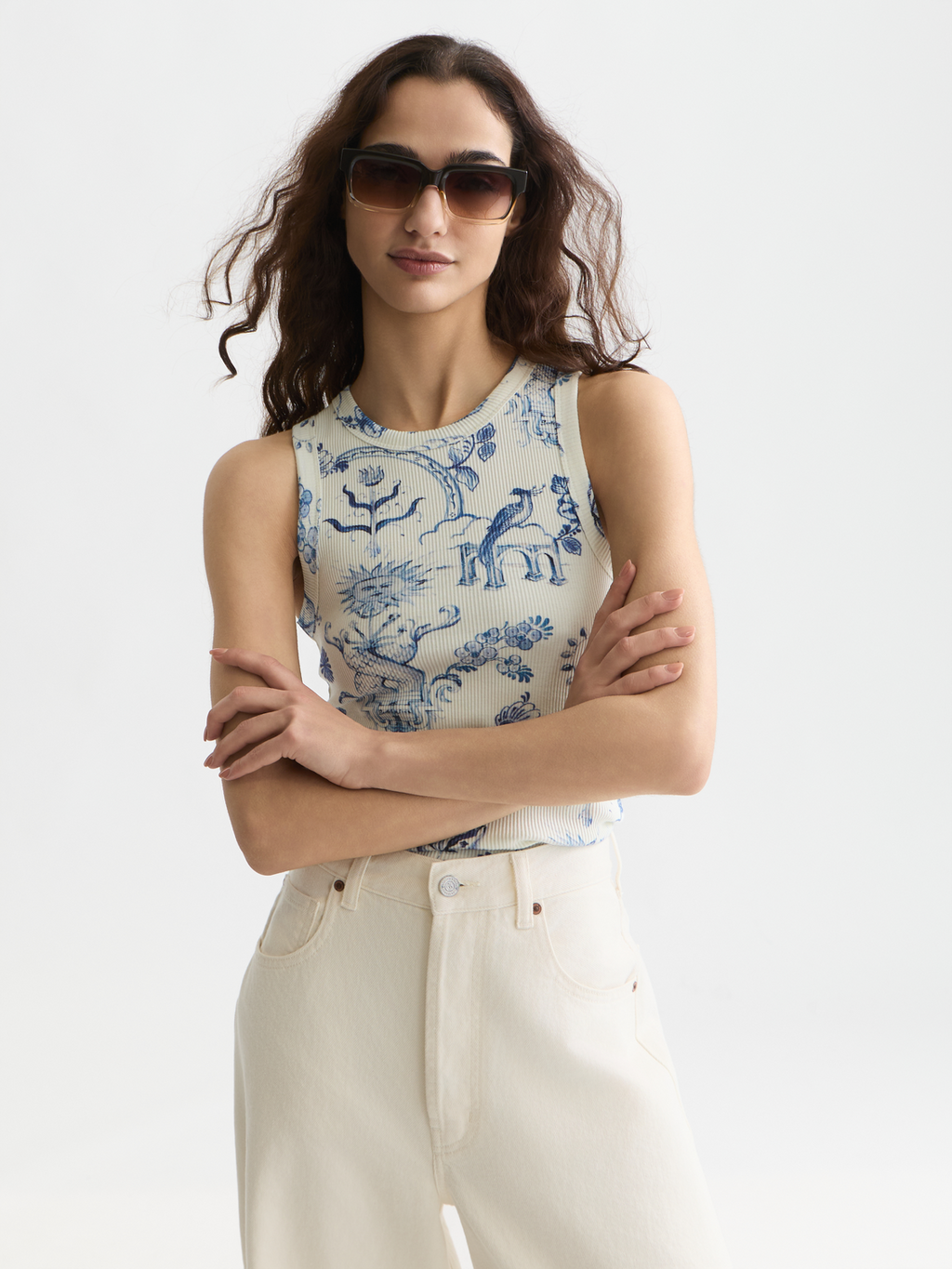 Scotch & Soda x Royal Delft Printed Rib Racer Tank