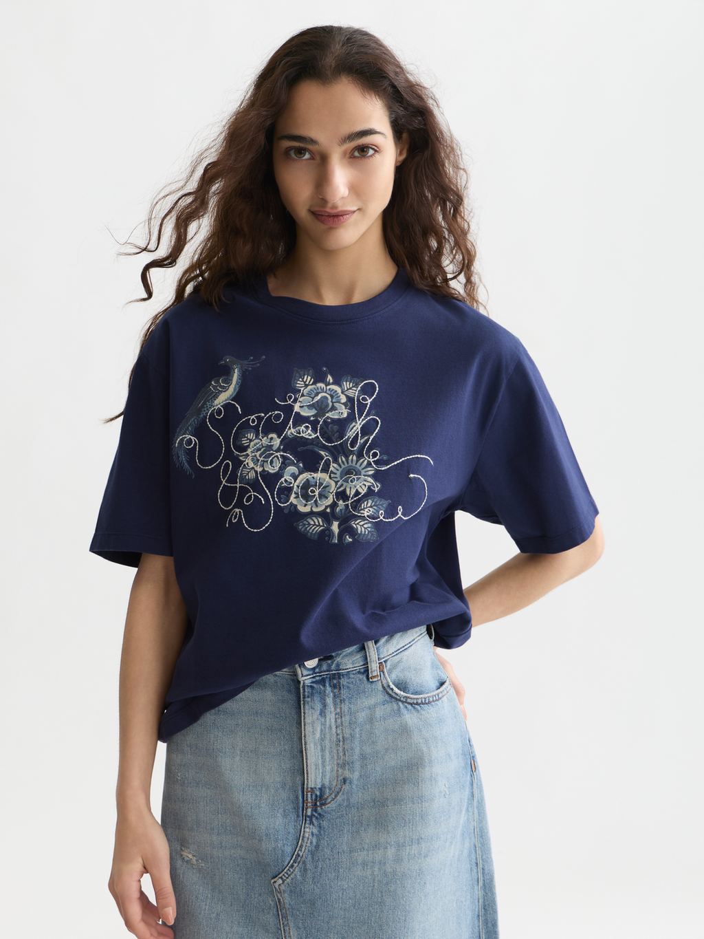 Scotch & Soda x Royal Delft Embroidered Detail Loose T-Shirt