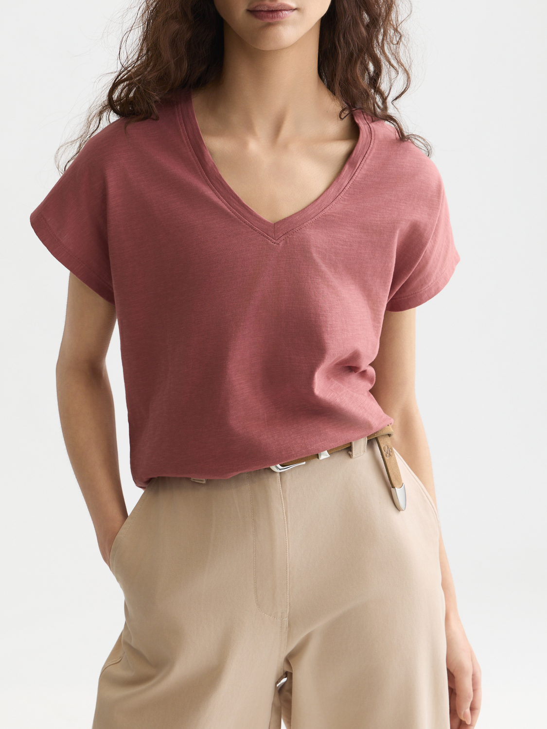 Ampersand Embroidery V-Neck T-Shirt