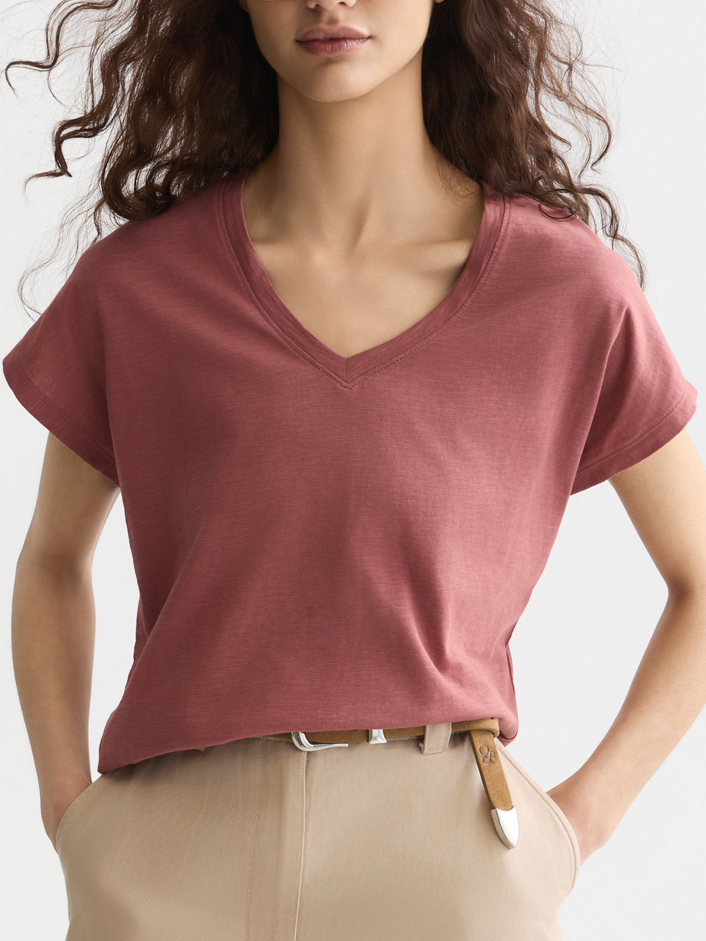Ampersand Embroidery V-Neck T-Shirt