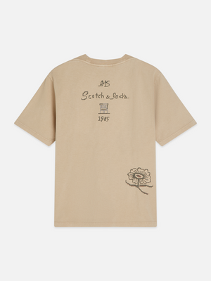 Gewaschenes locker geschnittenes T-Shirt mit Stickerei