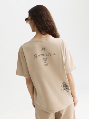 Gewaschenes locker geschnittenes T-Shirt mit Stickerei