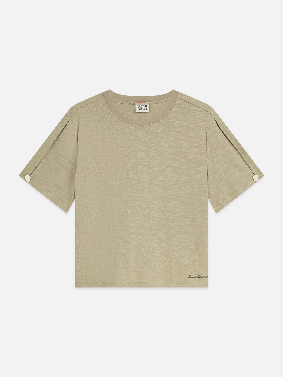 Keyhole Sleeve Cotton T-Shirt
