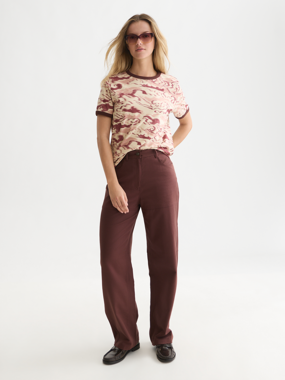 Printed With Contrast Binding Regular-Fit T-Shirt