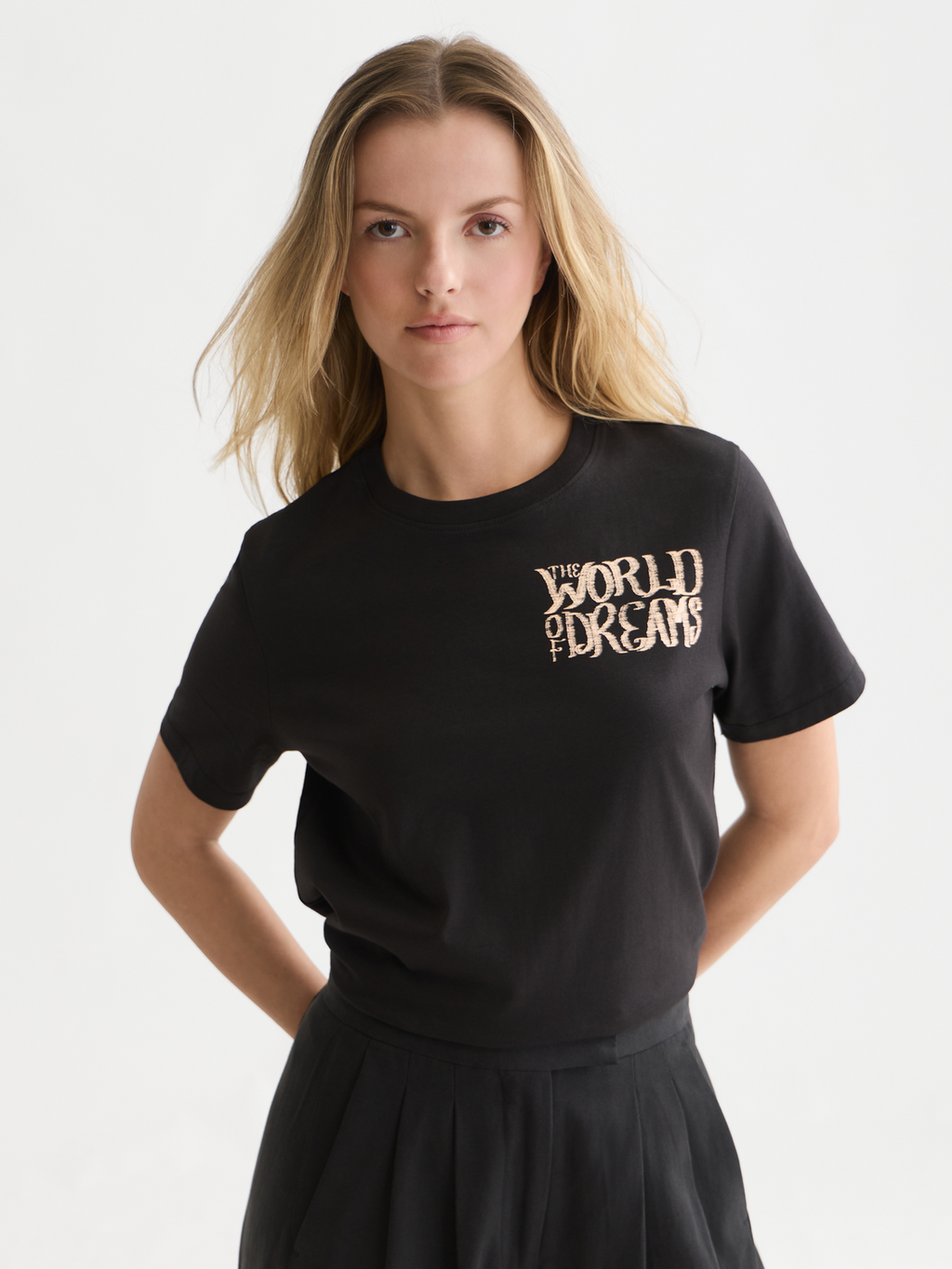 T-Shirt mit Brust-Artwork, normale Passform