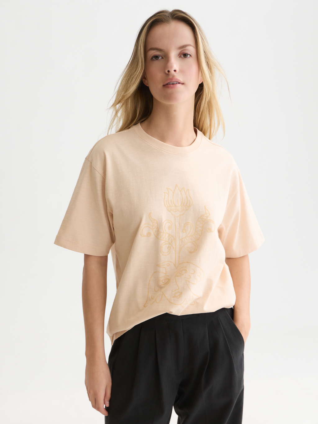 Flock Artwork Loose-Fit T-Shirt