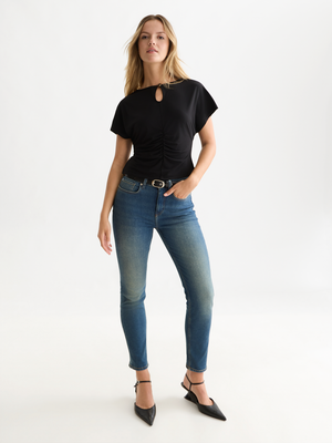 Ruched Batwing Stretch T-Shirt