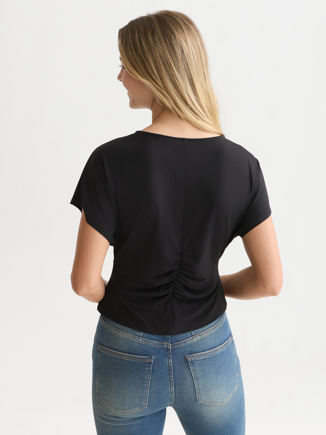Ruched Batwing Stretch T-Shirt
