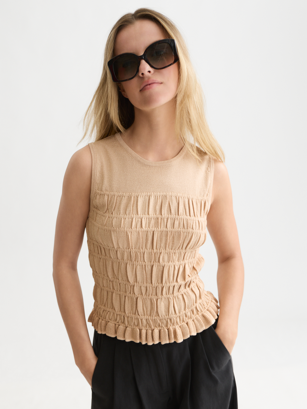 Smock Stitch Knitted Tank