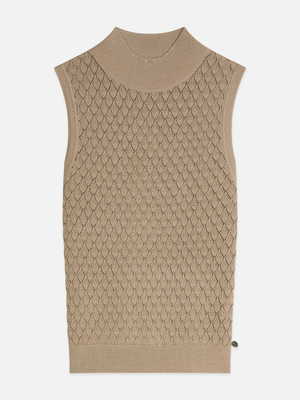 Slim Metallic Pointelle Knit Tank