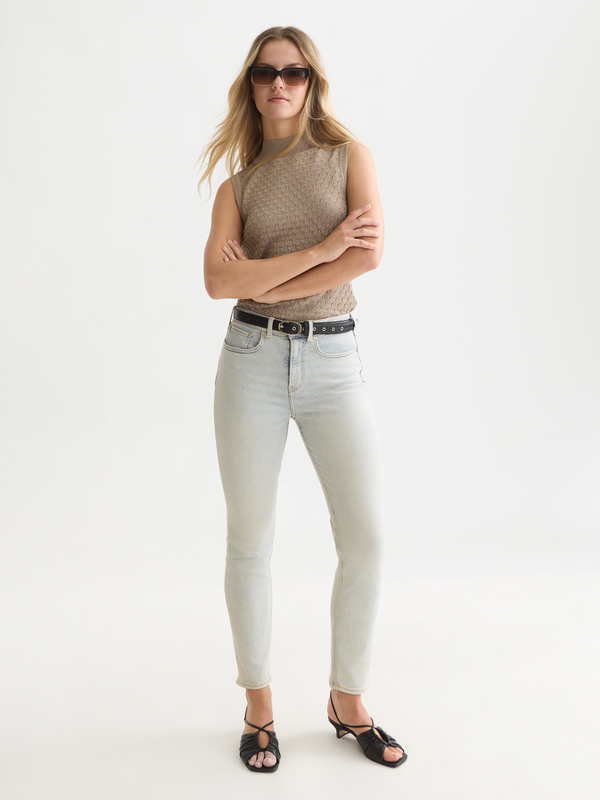 Slim Metallic Pointelle Knit Tank