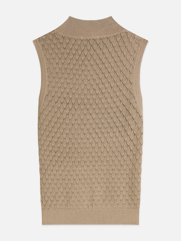 Slim Metallic Pointelle Knit Tank