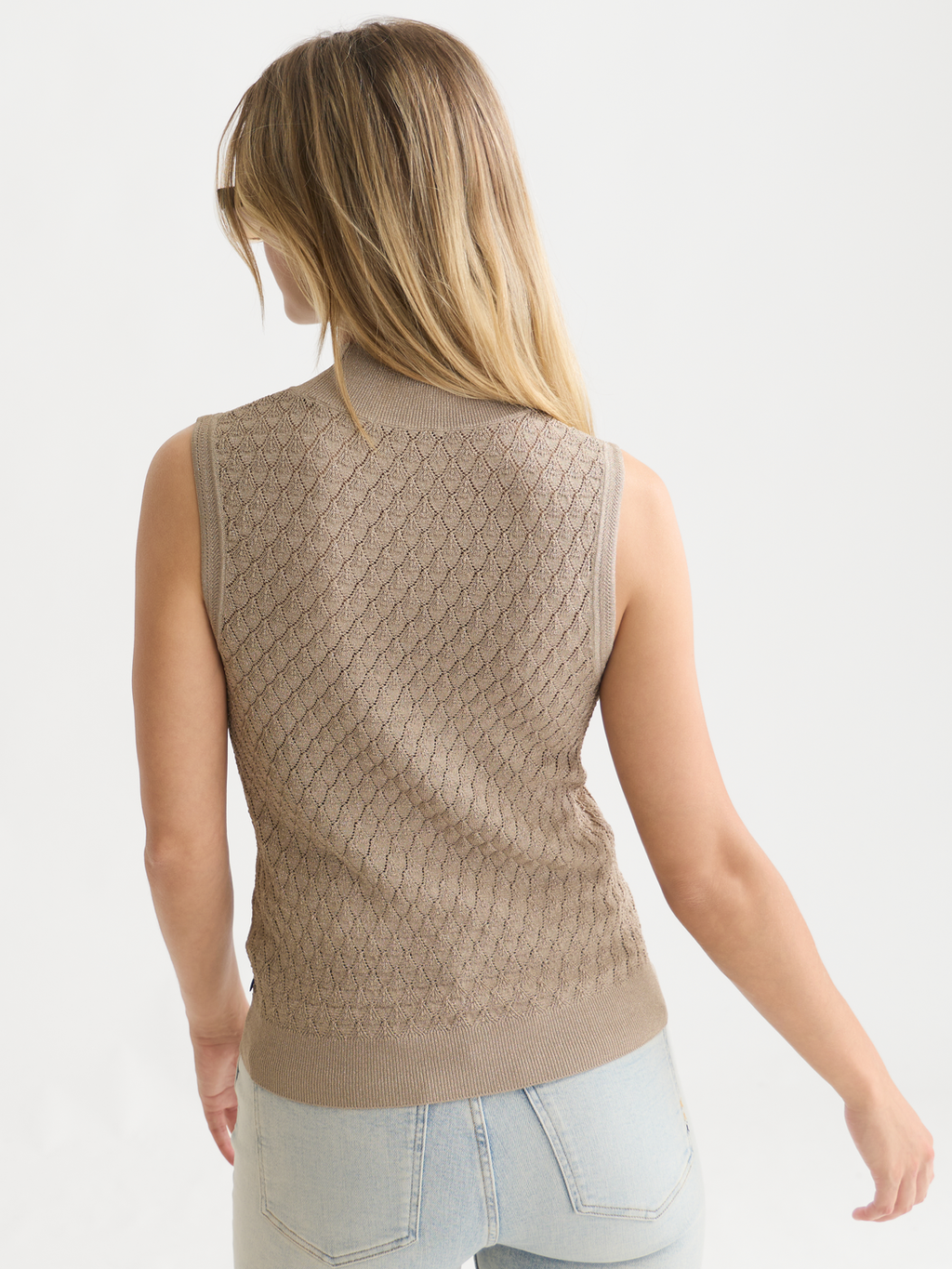 Slim Metallic Pointelle Knit Tank