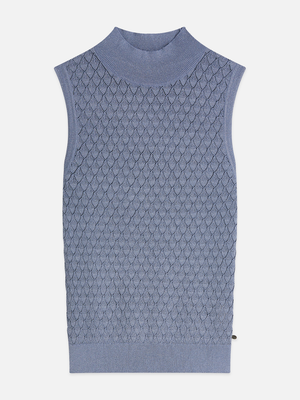 Slim Metallic Pointelle Knit Tank