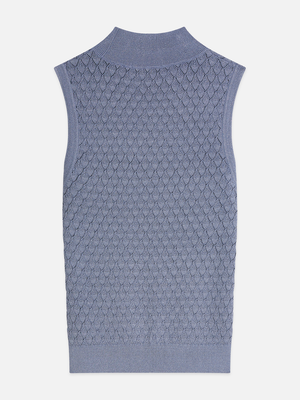 Slim Metallic Pointelle Knit Tank