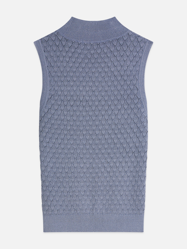 Slim Metallic Pointelle Knit Tank