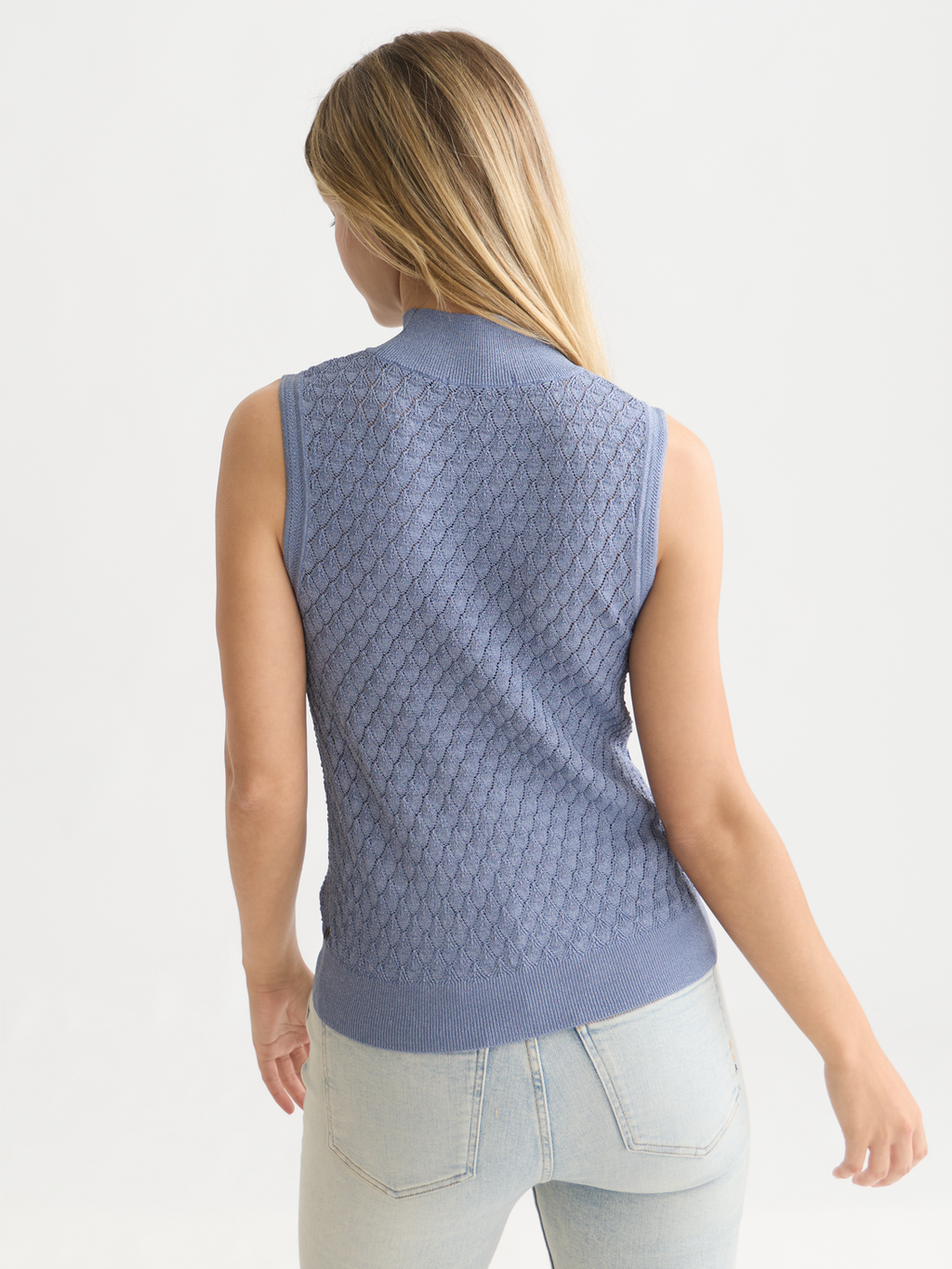 Slim Metallic Pointelle Knit Tank