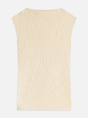 Embossed Pleat Mock Neck Tank