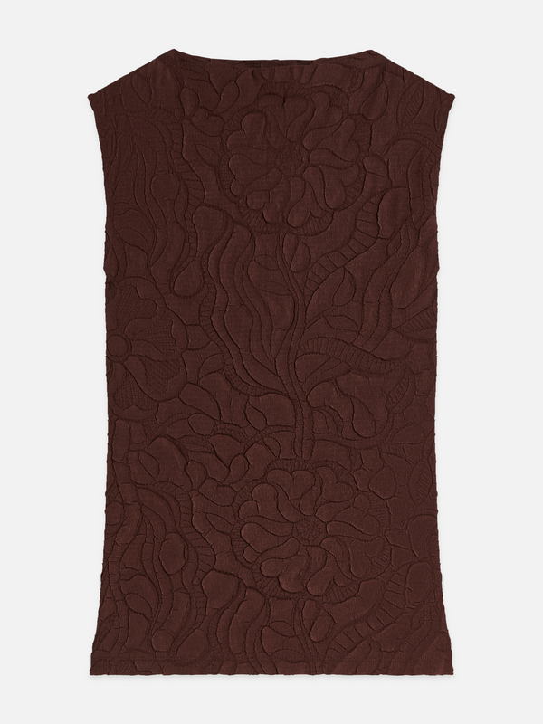 Embossed Pleat Mock Neck Tank