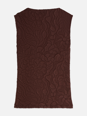 Embossed Pleat Mock Neck Tank