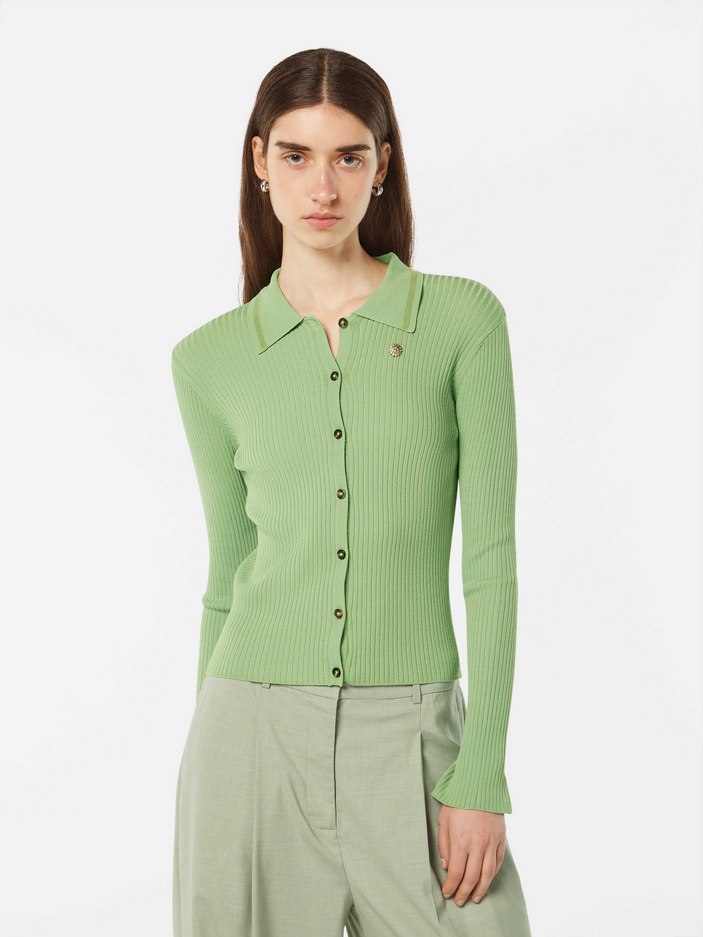 Rib Polo Cardigan