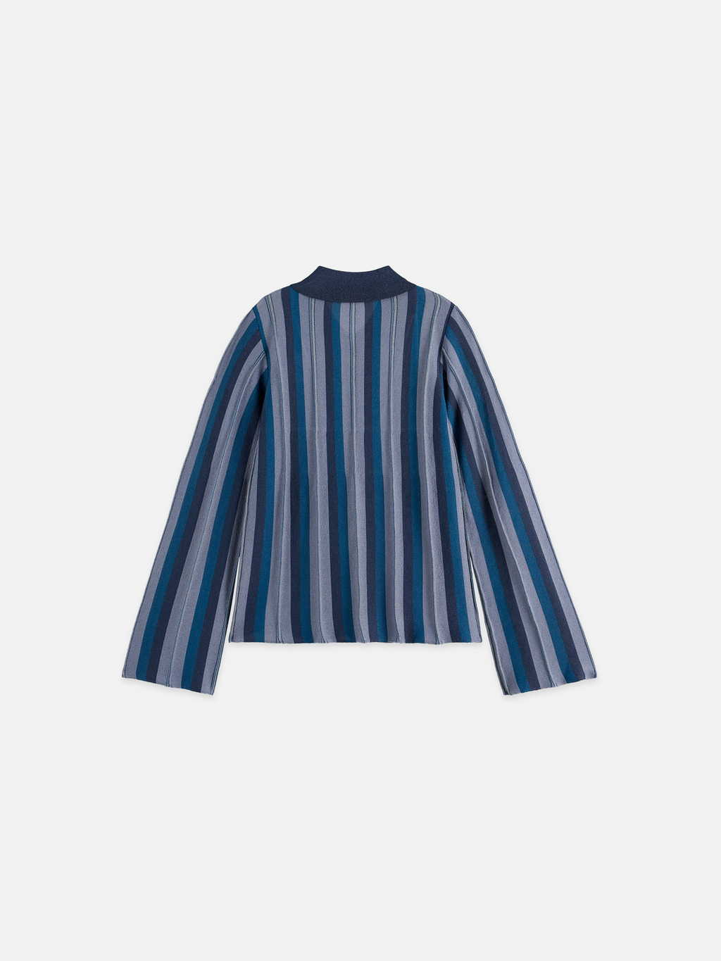 Pleated Stripe Collared Cardigan