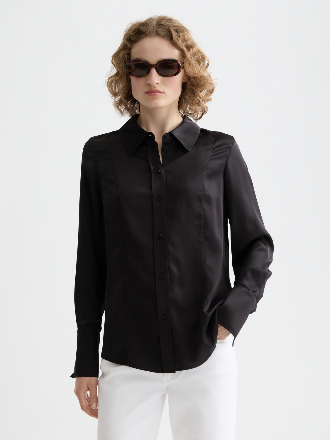 Essentials — Satin Shirt Black / 38