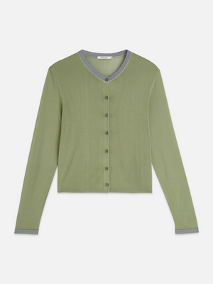 Stripe Trim Relaxed Cardigan