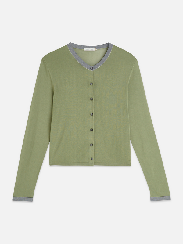 Stripe Trim Relaxed Cardigan