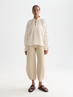 Cotton Voile Blouse With Pleats