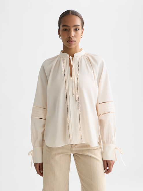 Baumwollvoile-Bluse mit Falten