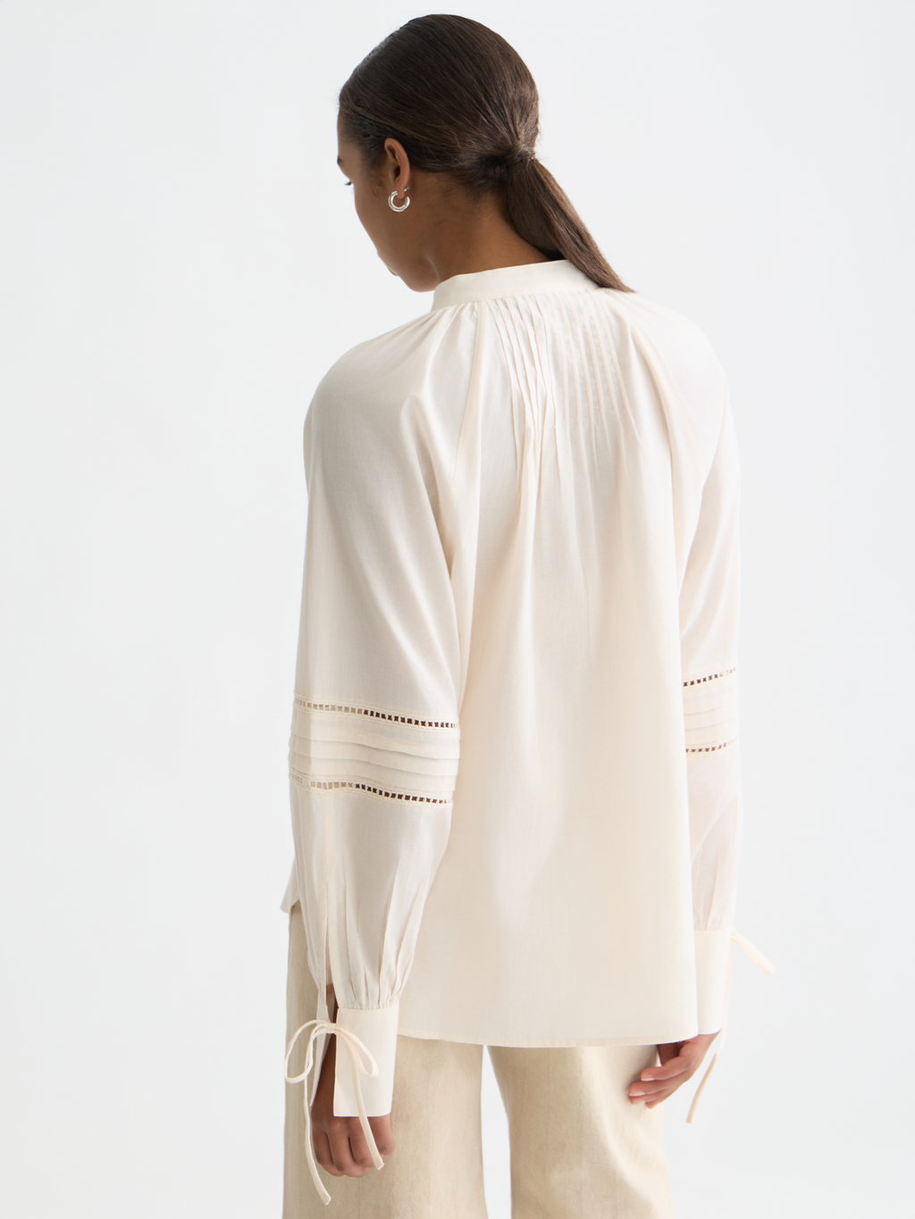 Baumwollvoile-Bluse mit Falten