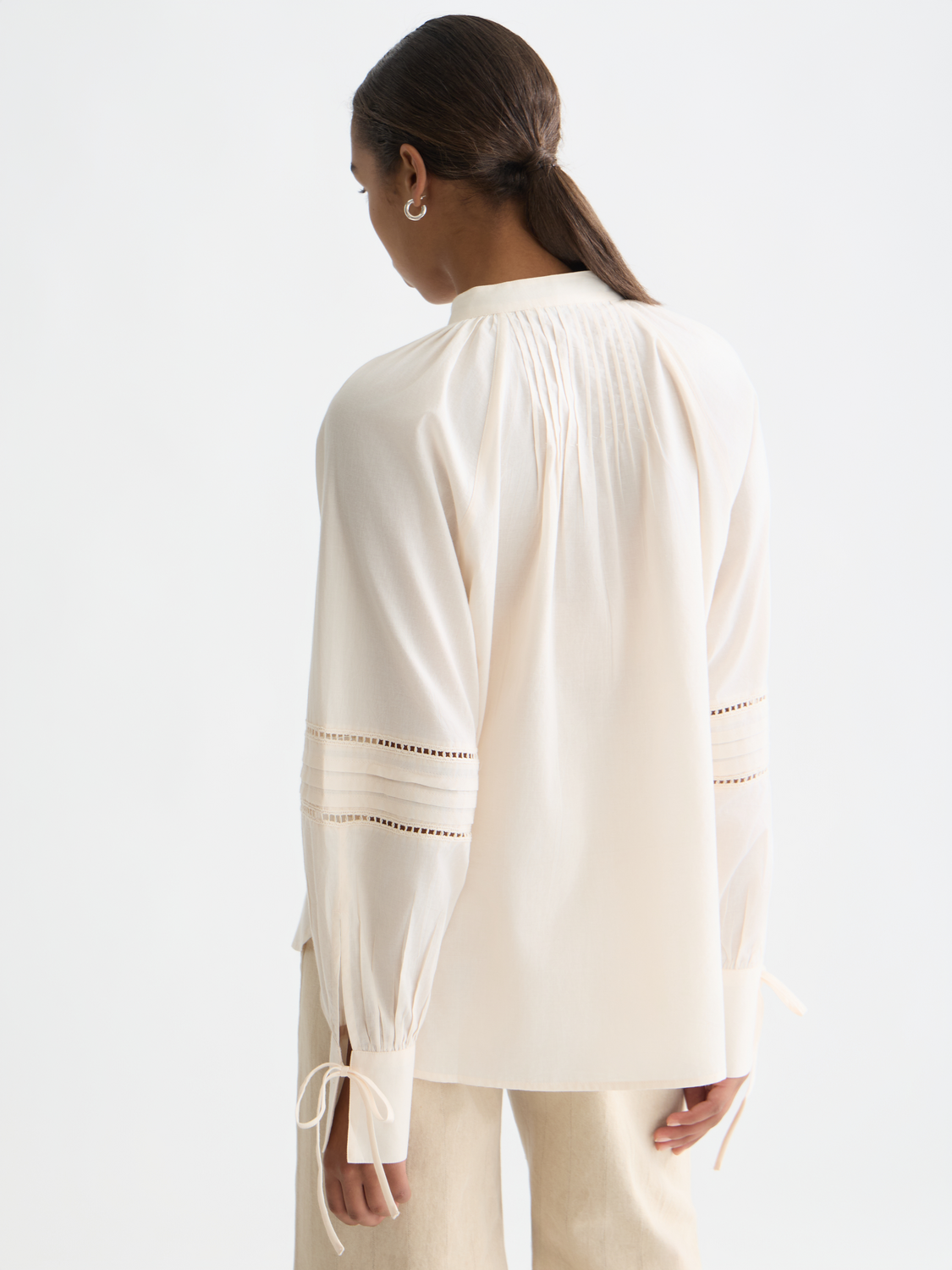Cotton Voile Blouse With Pleats