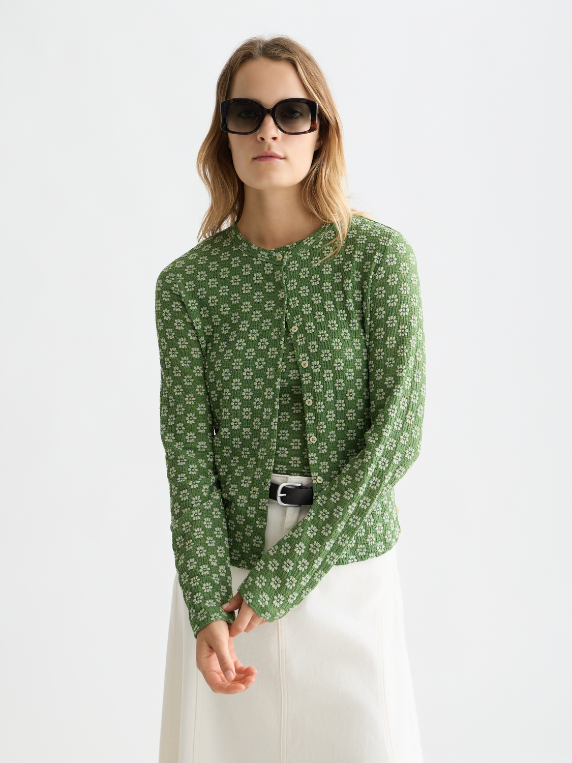 Structured Button Up Long Sleeve T-Shirt