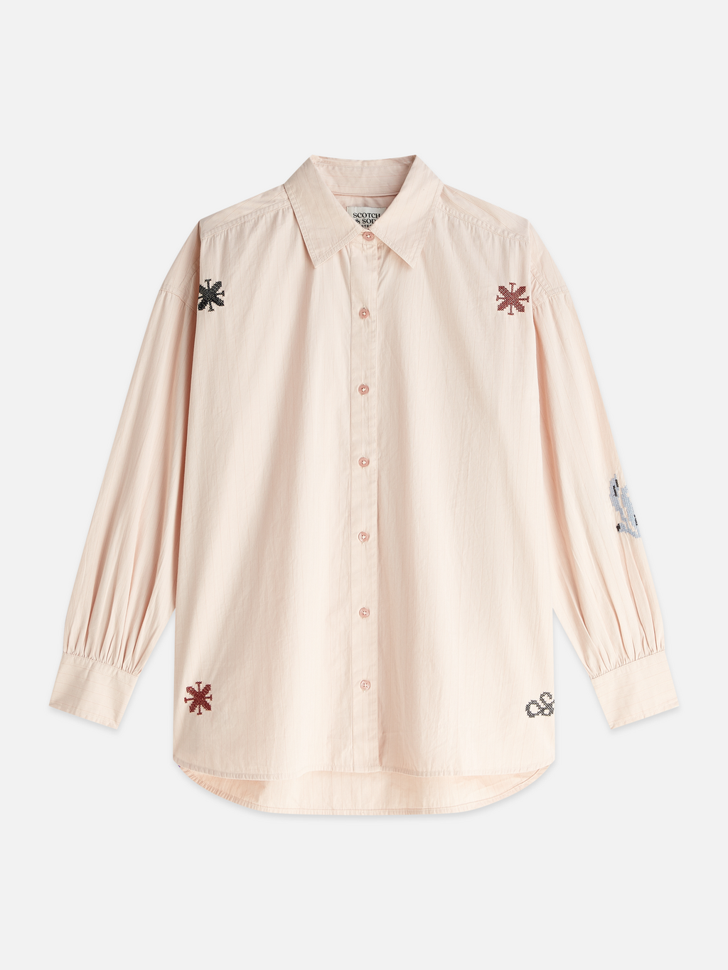 Striped Embroidered Oversized-Fit Shirt