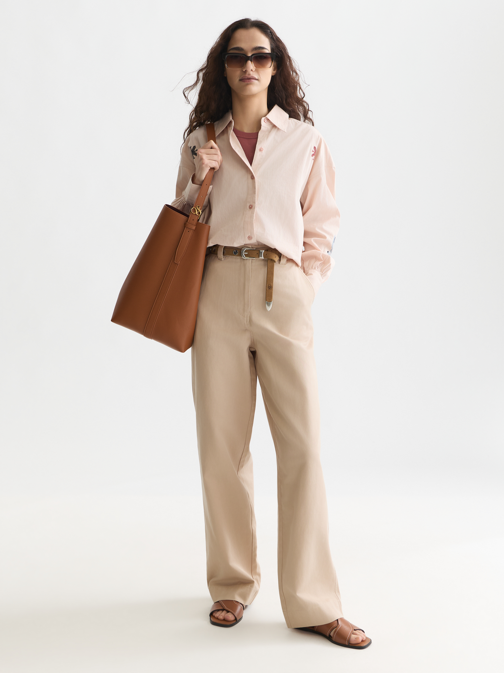 Striped Embroidered Oversized-Fit Shirt