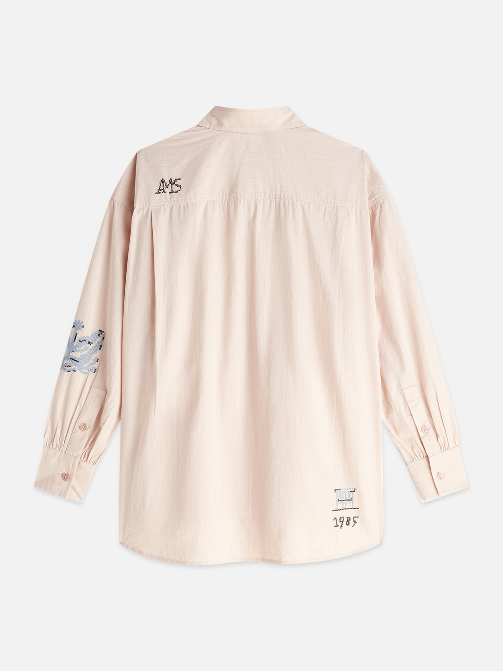 Striped Embroidered Oversized-Fit Shirt