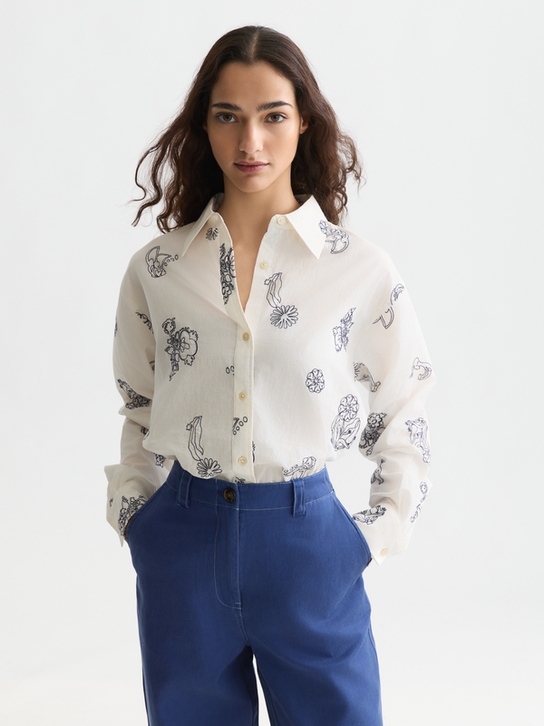 Chemise brodée coupe décontractée